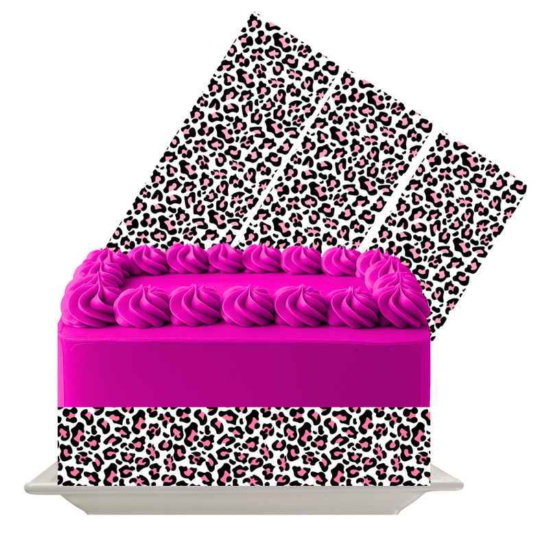 Pink Cheetah Stripes Edible Cake Wrap | Wild Animal Print Icing Sheet | Girls Birthday Cake Decoration