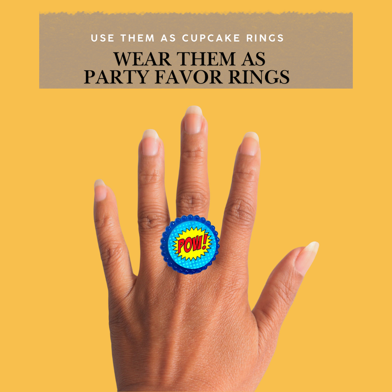 Super Hero Boys Easy Toppers Cupcake Decoration Rings -12pk