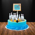Bowling Pins and Ball & Happy Birthday Plaque Cake Decoration Topper