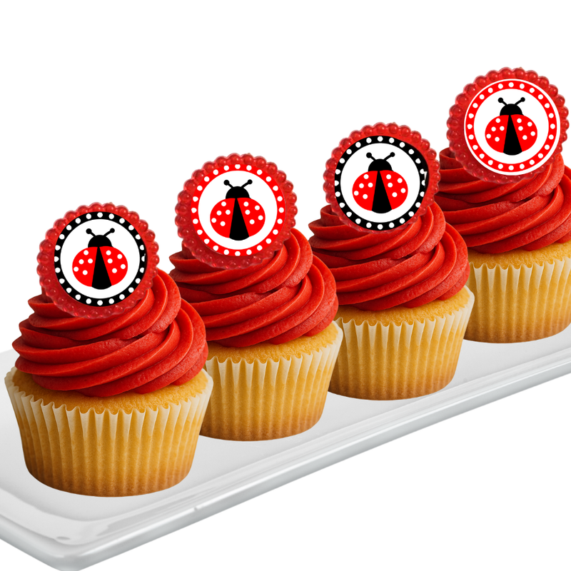 Lady Bug Easy Toppers Cupcake Decoration Rings -12pk
