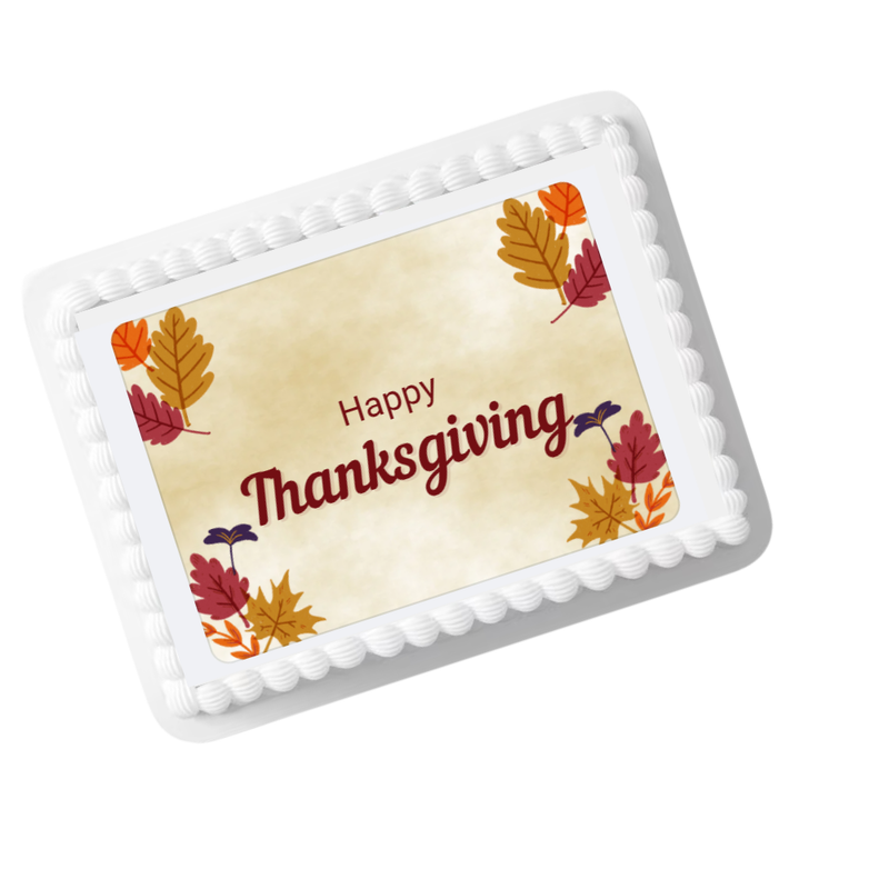 Classic Thanksgiving Leaves Edible Cake Topper – 8x10 Frosting Sheet | Autumn Leaf Cake Decoration