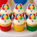 Primary Colors Decorative Cupcake Picks & Toppers | Party Cake Decoration 12ct