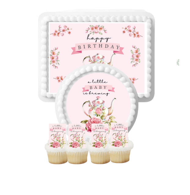 Tea Party Collection | Edible Cake Toppers, Cupcake Picks, Labels & Favor Bags