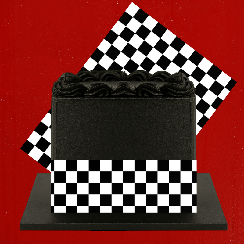 Checkered Flag Edible Frosting Sheet – Racing Theme Cake Wrap for Square, Round & Tiered Cakes