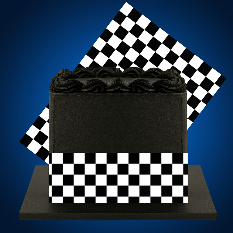 Checkered Flag Edible Frosting Sheet – Racing Theme Cake Wrap for Square, Round & Tiered Cakes