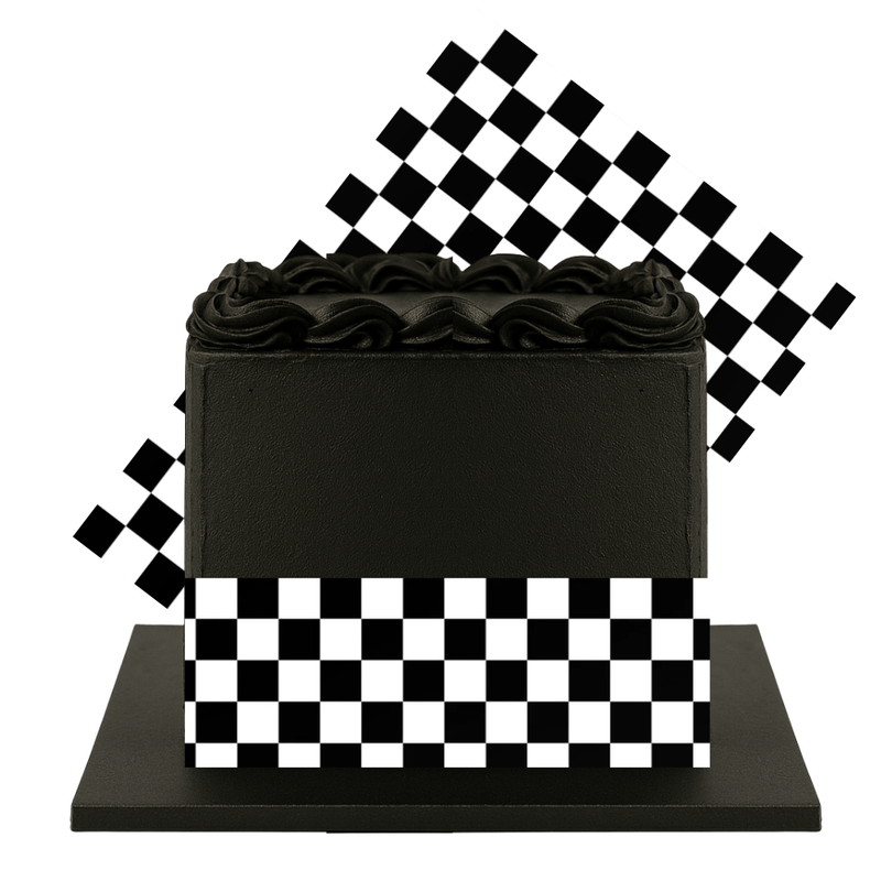 Checkered Flag Edible Frosting Sheet – Racing Theme Cake Wrap for Square, Round & Tiered Cakes