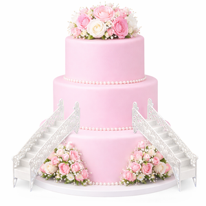 White Princess Wedding &amp; Anniversary Cake Stairway Step Decoration – 1 Piece
