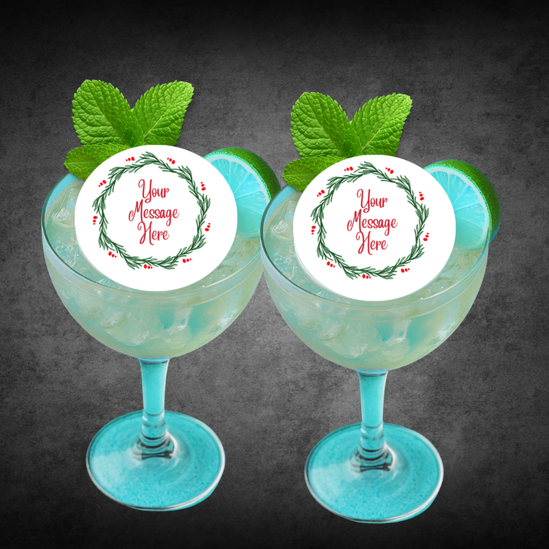 Personalized Slim Wreath Round Cupcake & Drink Toppers