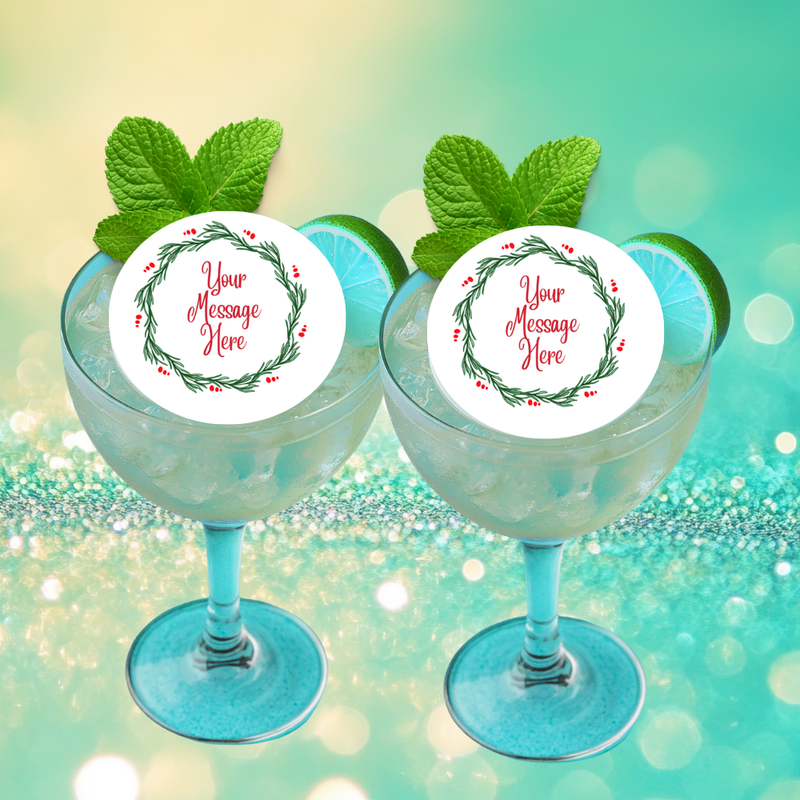 Personalized Slim Wreath Round Cupcake & Drink Toppers