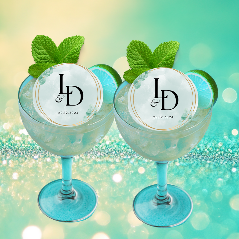 Personalized Custom Bride| Broom Initials & Date Cupcake & Drink Toppers-30ct