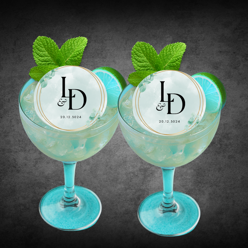 Personalized Custom Bride| Broom Initials & Date Cupcake & Drink Toppers-30ct