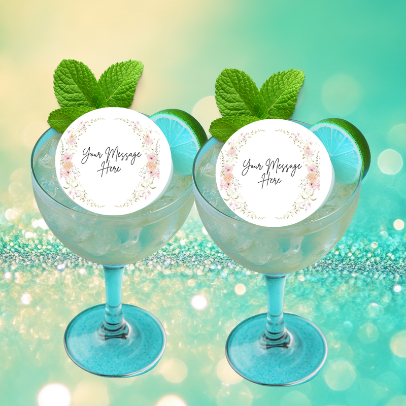 Personalized Floral Blossom  Cupcake & Drink Toppers