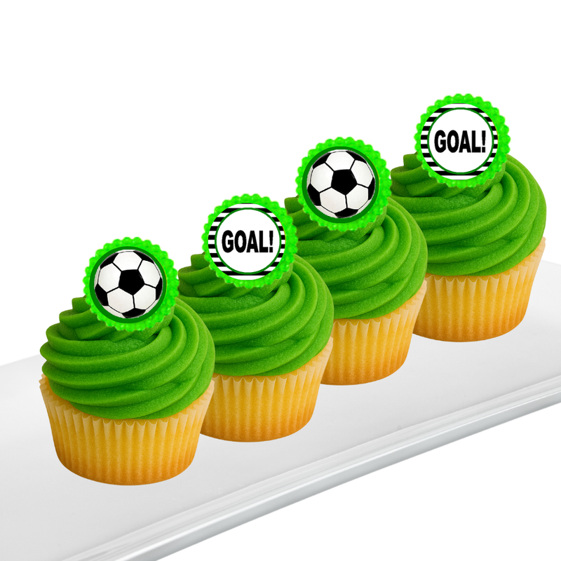 Soccer Goal Easy Toppers Cupcake Decoration Rings -12pk