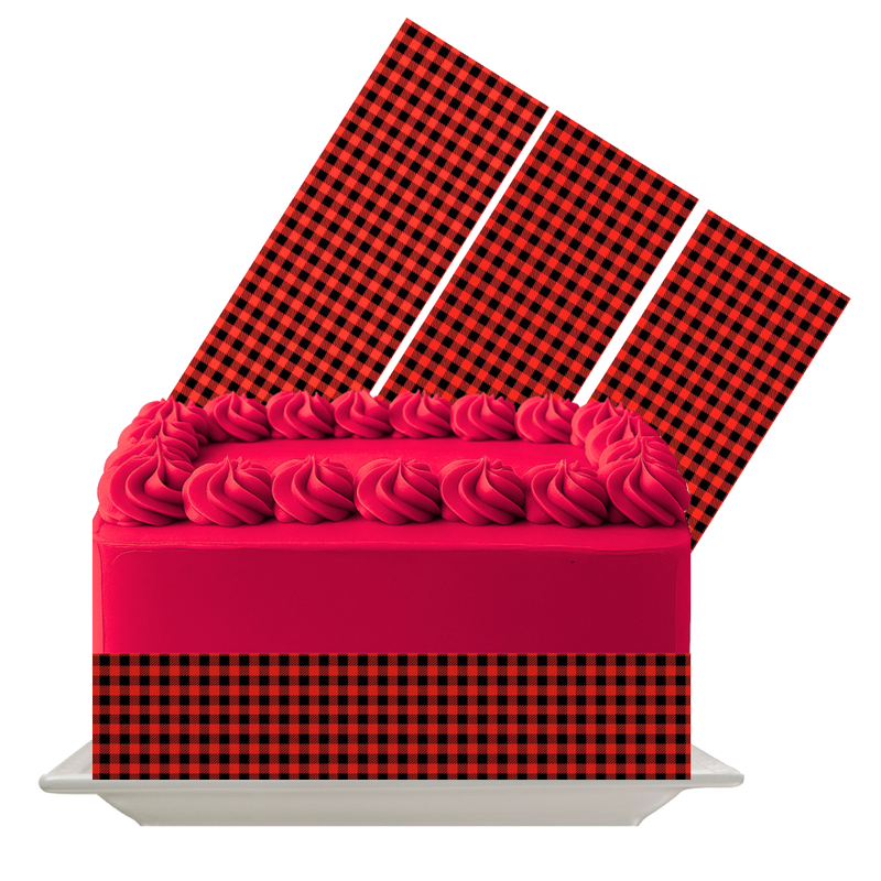 Red Buffalo Check Edible Cake Wrap | Lumberjack Plaid Icing Sheet | Rustic Holiday Cake Decoration