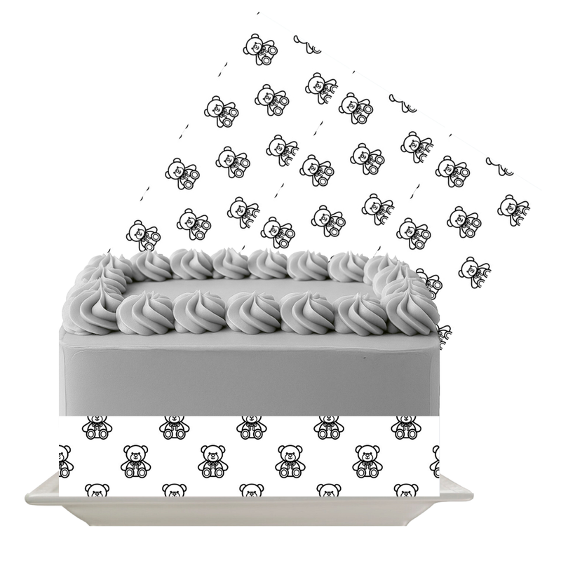 Teddy Bear Edible Cake Wrap | Baby Shower Icing Sheet | Kids Birthday Cake Decoration