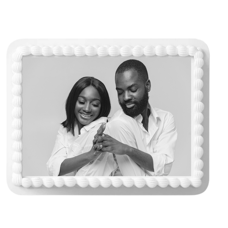 Black and White Single Photo Edible Cake Decoration Cake Topper