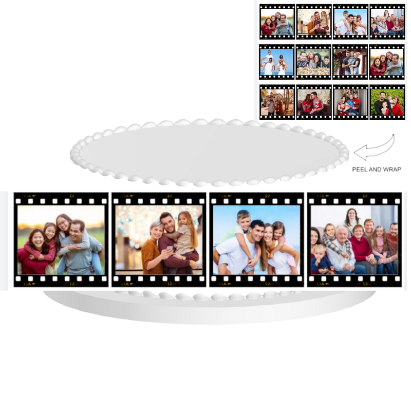 Personalized  Movie Reel Peel & Wrap Edible Twelve Picture Collage Edible Photo Image Cake Decoration Cake Topper
