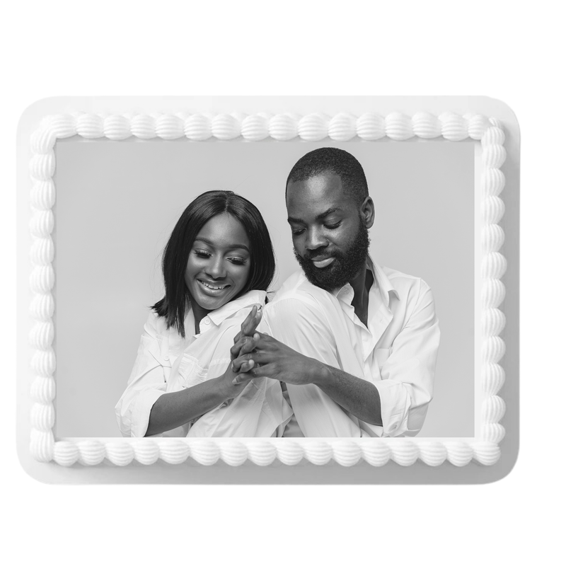 Personalized Black and White Single Photo Edible Image Cake Decoration Topper