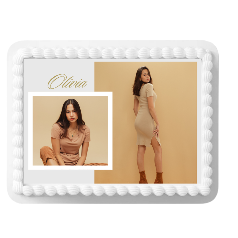Personalized Two Picture with Name Edible Photo Image Collage Cake Decoration Cake Topper