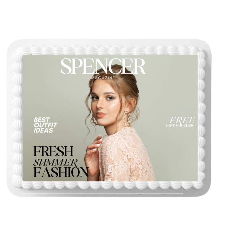 Personalized Single Photo Magazine Edible Photo Picture Image Collage Cake Decoration Cake Topper