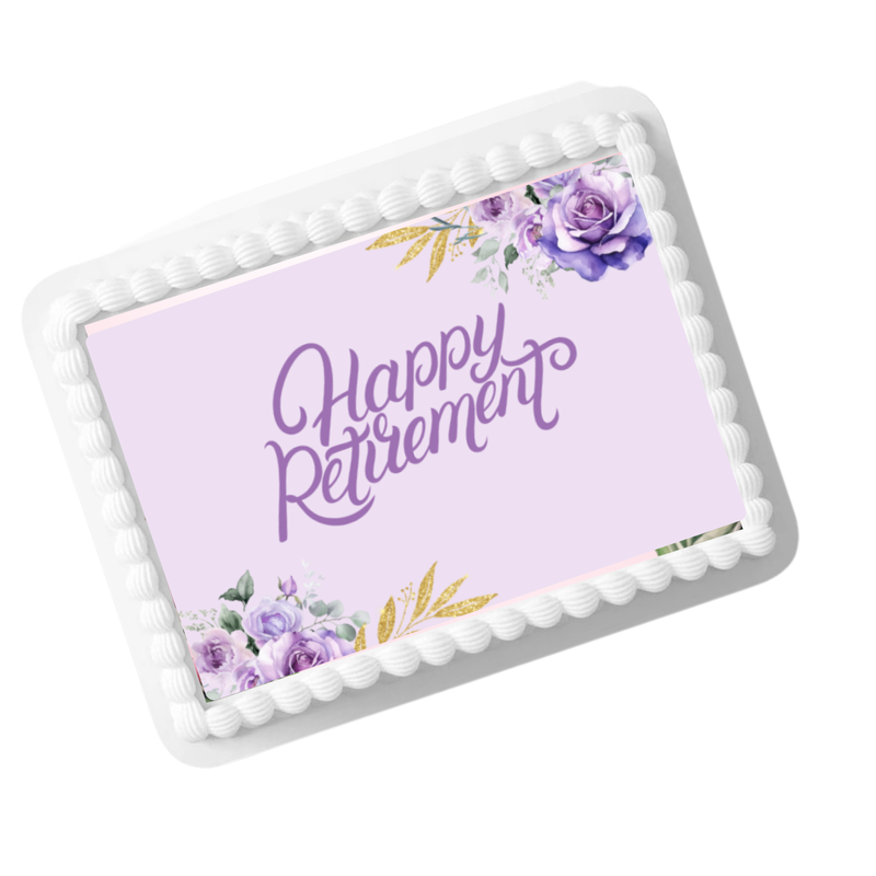 Lavender Roses Happy Retirement Photo Edible Photo Image Cake Decoration Topper 8x10