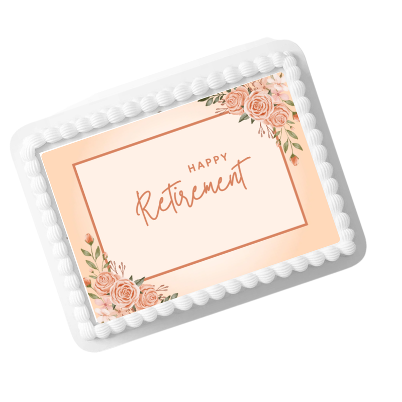 Peachy Happy Retirement Photo Edible Photo Image Cake Decoration Topper 8x10