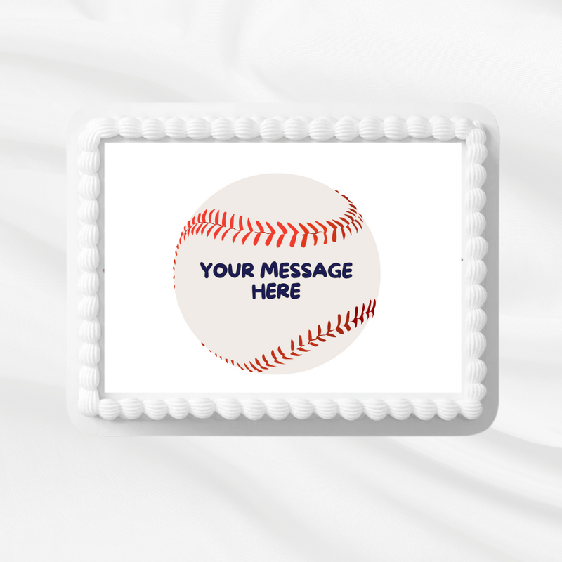 Baseball Add Your Message  Edible Photo Image Cake Decoration