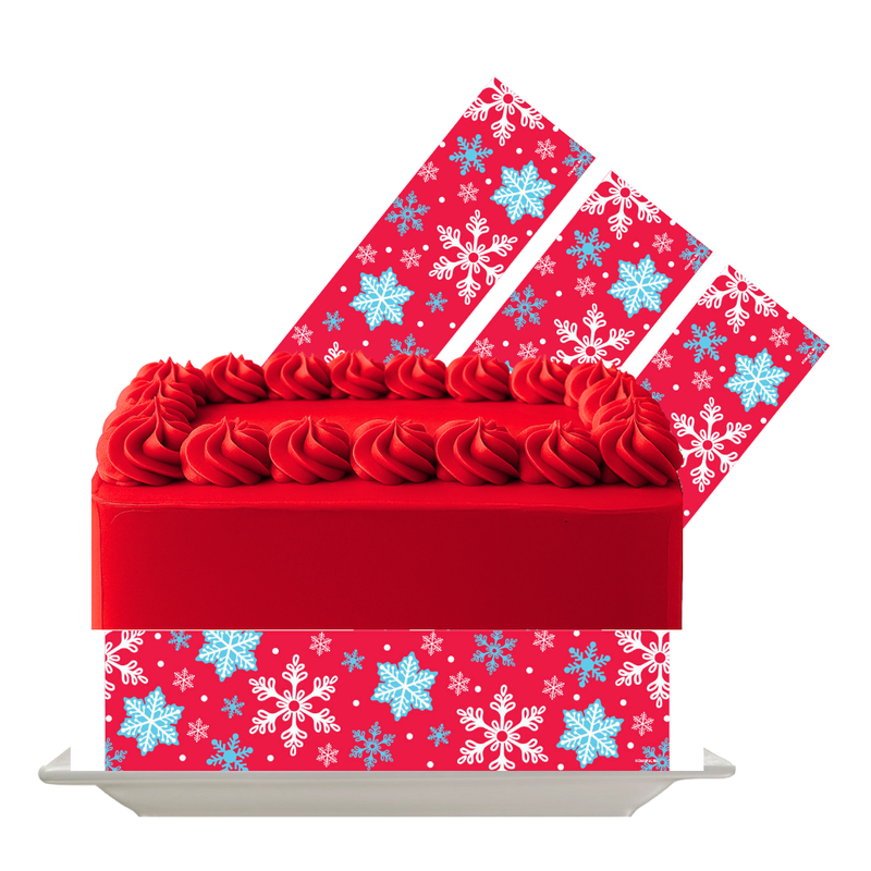 Blue & White Snowflakes Edible Cake Wrap | Winter Icing Sheet | Christmas & Holiday Cake Decoration