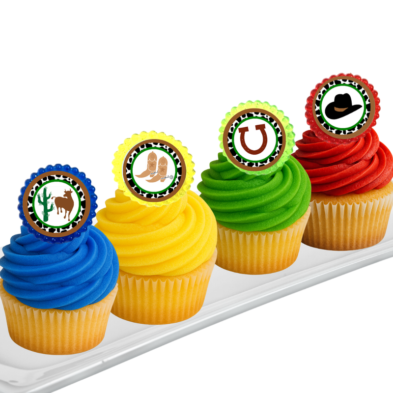 Western CowBoy Easy Toppers Cupcake Decoration Rings -12pk