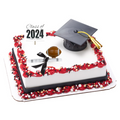 Small Black Football Mini  Graduation Hat Cake Decoration Topper with Sign and Diploma (Current Year)