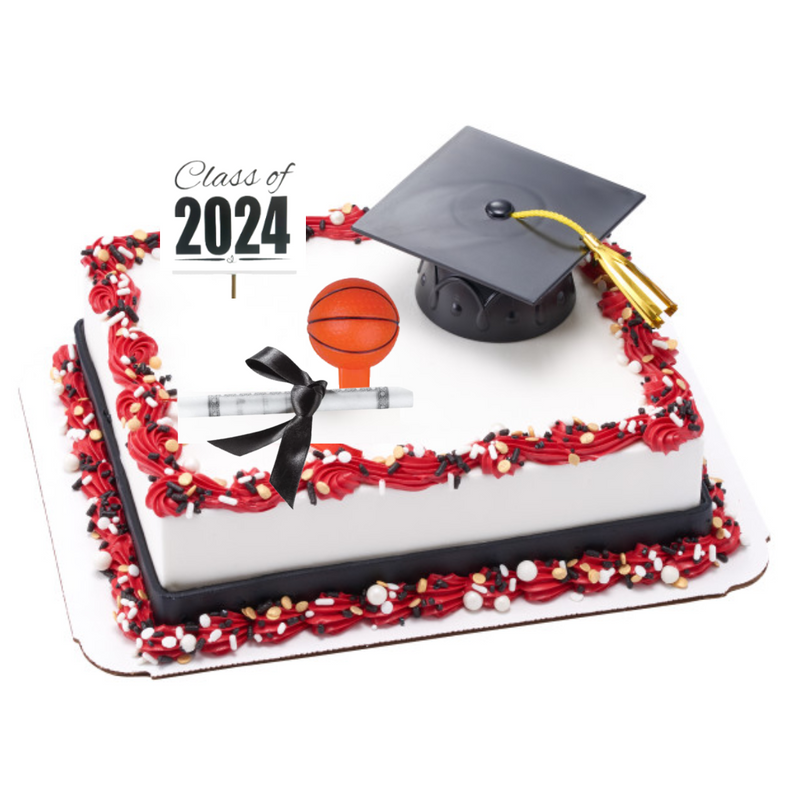 Small BasketBall Mini Graduation Hat Cake Decoration Topper with Sign and Diploma
