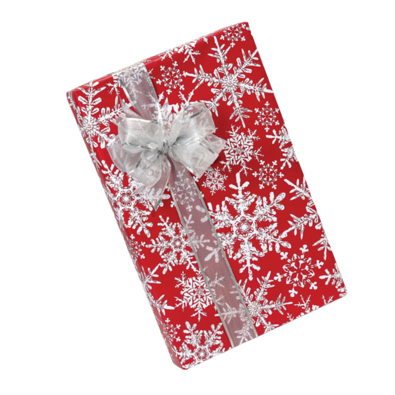 Red and White Snowflakes  Gift Wrapping Paper 15ft