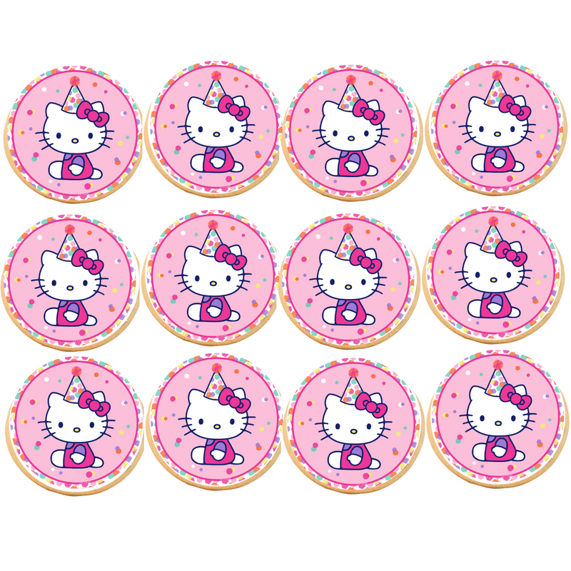 12pack Hello Kitty Birthday Party Favor Decorated Cookies