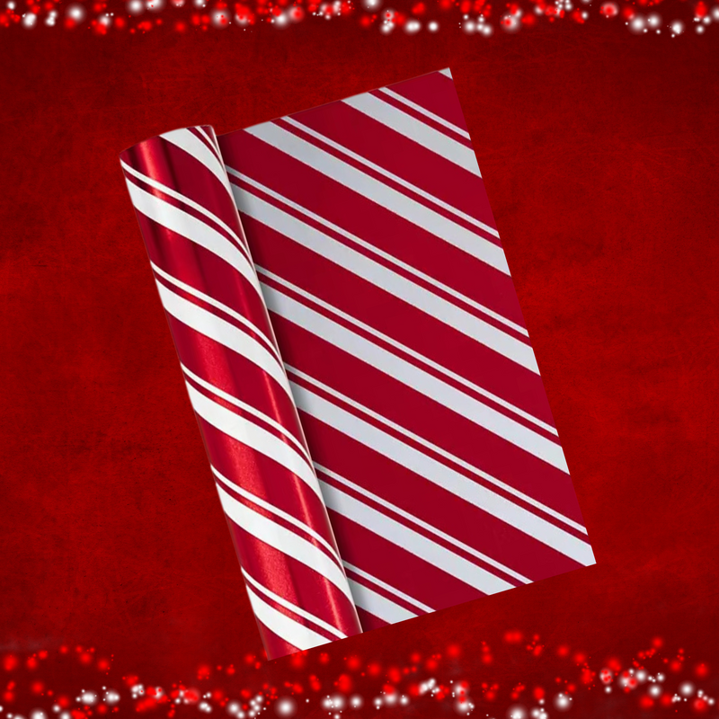 Candy Cane Red and White Diagonal Stripe Christmas Holiday Gift Wrapping Paper 15ft