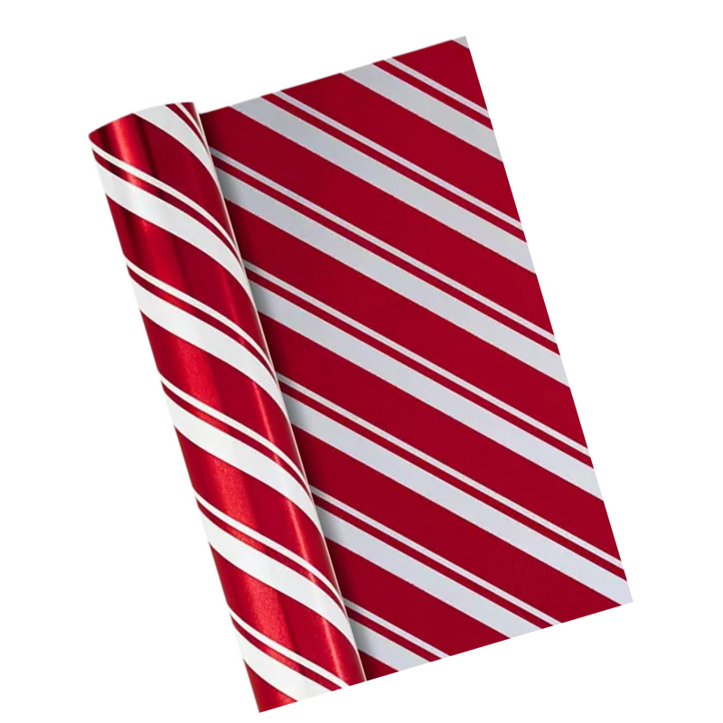 Candy Cane Red and White Diagonal Stripe Christmas Holiday Gift Wrapping Paper 15ft