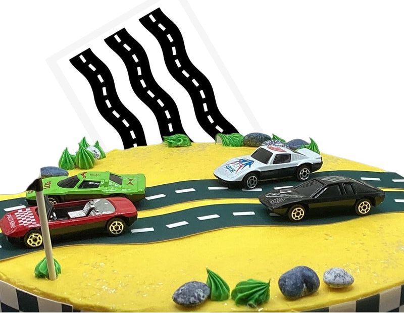 Edible Race Tracks Paved Roadway Cake Decoration Topper
