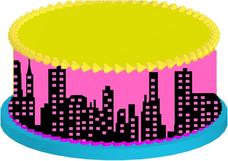 Black and Pink Super Hero City Edible Photo Image Cake Decoration Topper