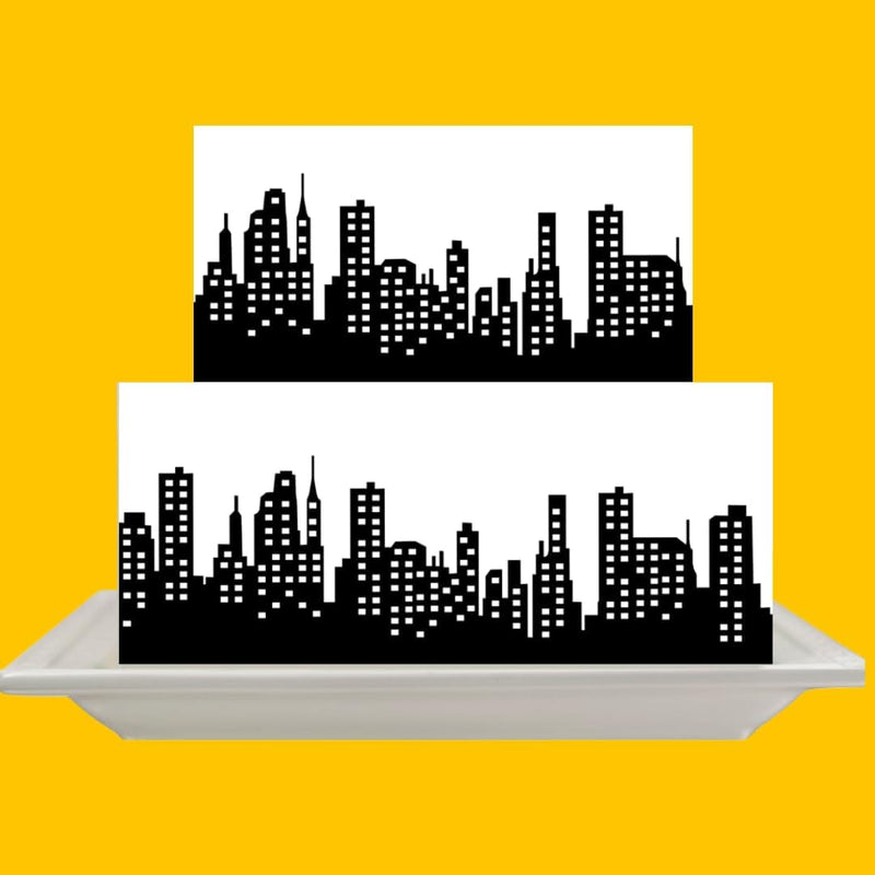 Black and Yellow Super Hero City Edible Photo Image Cake Decoration Topper