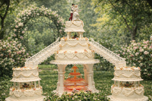 Filigree Bridge & Stair Set-White Wedding & Anniversary Wedding Cake Step Decoration -Set
