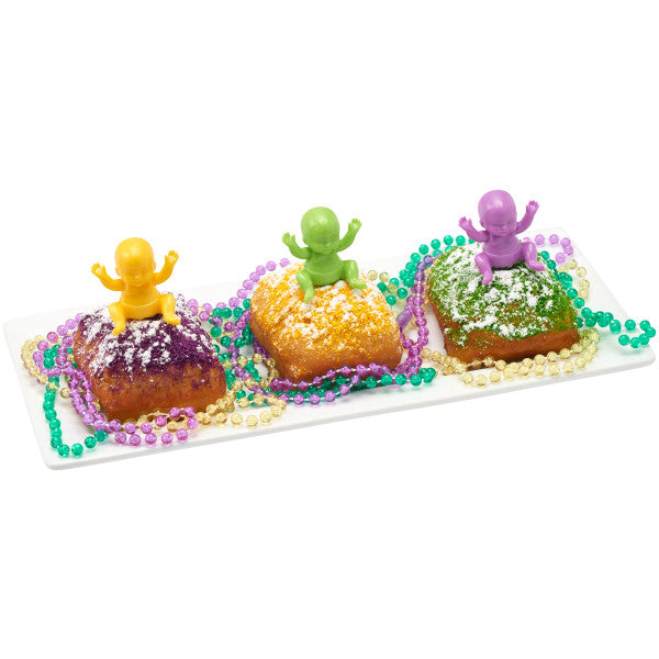 Mardi Gras King Cake Decoration Gift Box Kit Yellow Green Purple Sanding Sugars with King Baby - Colorful
