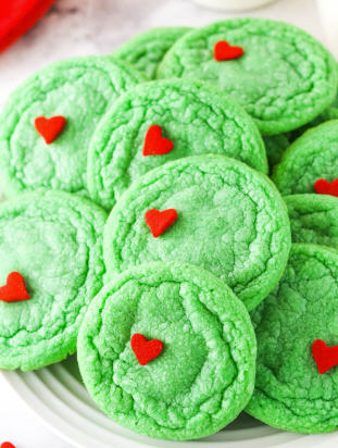 Jumbo Heart Cupcake Cake Confetti – Grinch Cookie, Ice Cream & Donut Sprinkles Mix | Jimmies & Quins Edible Decorations – 2.6oz