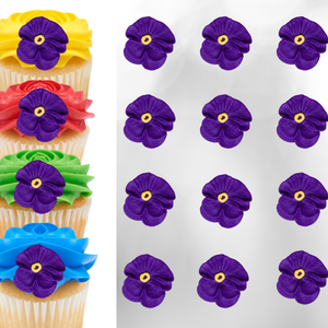 1" Royal Icing Pansy - Medium - Purple