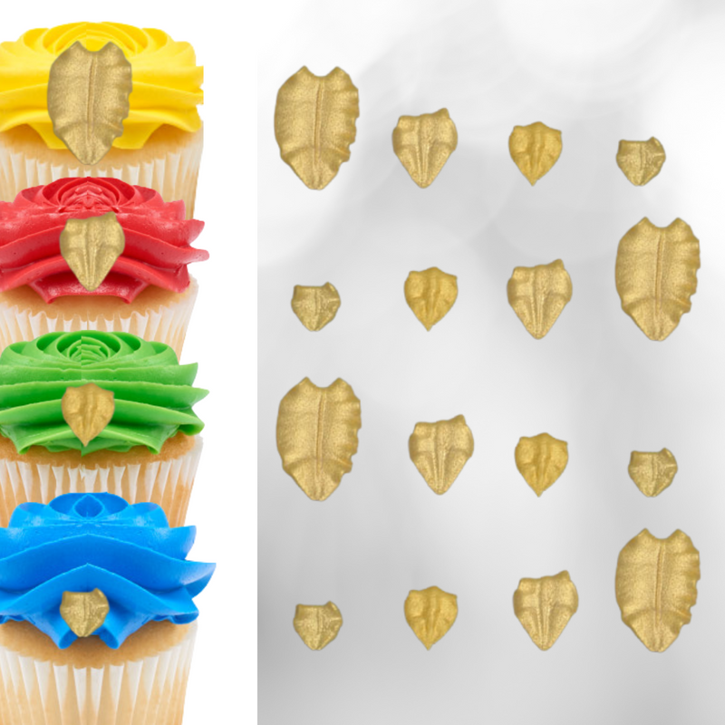 Gold Leaf 1" Royal Icing Cake-Cupcake Decorations 12 Ct