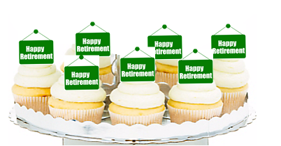 12pk Happy Retirement Clipboard Green Cupcake Decoration Picks