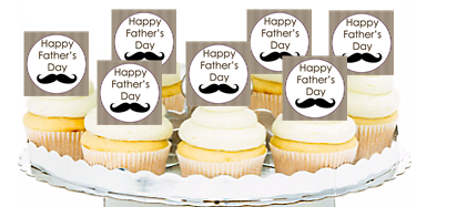 12pk Happy Fathers Day Mustache Cupcake Decoration Picks