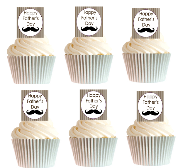12pk Happy Fathers Day - Brown Cupcake Decoration Picks