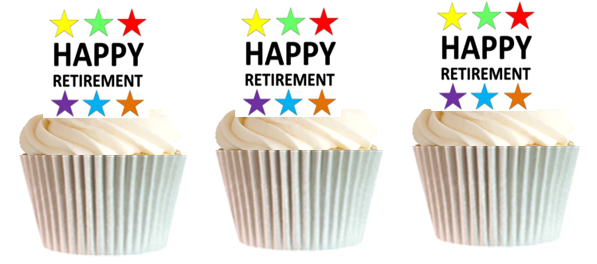 12pk Happy Retirement Rainbow Cupcake Decoration Picks