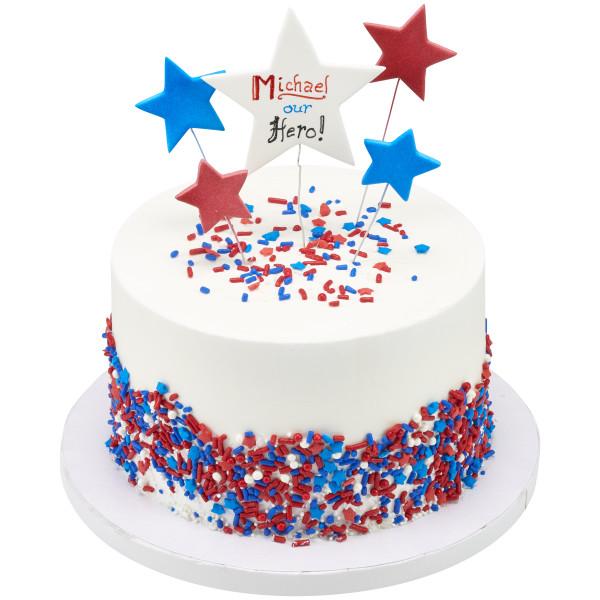 Classic Memorial Veteran 4th of July Independence Day Flag Banner Patriotic Edible Cake Cookie Cupcake Ice Cream Donut Decoration Sprinkles Jimmies Quin Dessert Decoration Toppers 6oz