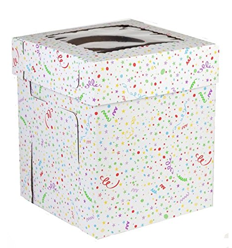 CakeSupplyShop  16" X 16" X 8" Stacked - Tier Tall Cake Confetti Boxes -1ct