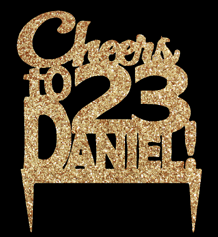 Cheers to (Your Age) Your Name Soft Gold Glitter Elegant Cake Decoration Cake Topper